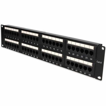 AddOn 19-inch 2U CAT6 48-Port Straight Patch Panel with High Density 110-Type - 48 x RJ-45 - 48 Port(s) - 48 x RJ-45 - 48 x RJ-11 - 2U (Fleet Network)