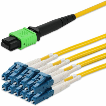 AddOn 15m MPO/APC to 6xLC/UPC Duplex Yellow OS2 OFNR (Riser-Rated) 12-Strand SMF Fiber Fanout Cable - 49.2 ft (15 m) Fiber Optic Cable (ADD-MPO-6LC15M9SMF)