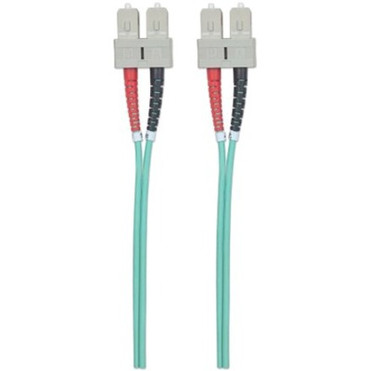 Intellinet Fiber Optic Patch Cable, OM3, SC/SC, 3m, Aqua, Duplex, Multimode, 50/125 &micro;m, LSZH, Fibre, Lifetime Warranty, Polybag (751100)