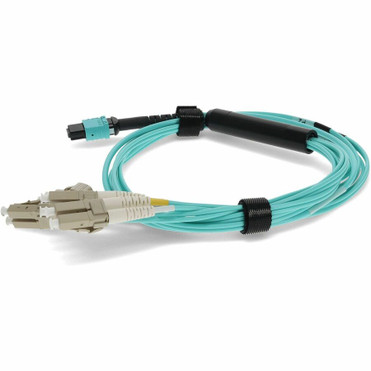 AddOn 4m MPO/UPC to 4xLC/UPC Duplex Aqua OM4 OFNR (Riser-Rated) 8-Strand Fiber Fanout Cable - 13.1 ft (4 m) Fiber Optic Network Cable (ADD-MPO-4LC4M5OM4)