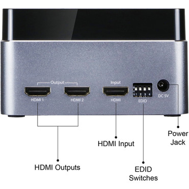 SIIG Premium 2-Port HDMI Splitter with EDID - 4Kx2K 60Hz - 3840 × 2160 - 340 MHzMaximum Video Bandwidth - 65.62 ft (20000 mm) Maximum (CE-H22K12-S1)