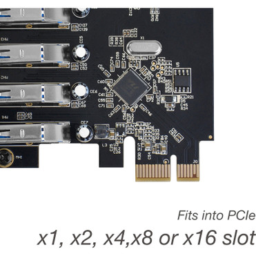 SIIG USB 3.0 7-Port Ext PCIe Host Adapter - PCI Express 2.0 x1 - Plug-in Card - 7 USB Port(s) - 7 USB 3.0 Port(s) (LB-US0514-S1)