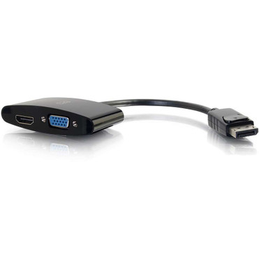C2G 8in DisplayPort to 4K HDMI or VGA Adapter - Black - 8" (203.20 mm) DisplayPort/HDMI/VGA A/V Cable for Tablet, Notebook, Computer, (28273)