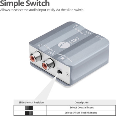 SIIG Toslink/Coaxial Bi-directional Audio Converter - USB - Metal (CE-AU0311-S1)