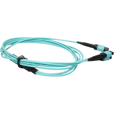 AddOn 9m MPO/UPC to 2xMPO/UPC Aqua OM4 LSZH 16-Strand Fiber Fanout Cable - 29.5 ft (9 m) Fiber Optic Network Cable for Network Device (ADD-16FMPO-2MPO9M5OM4LZ)