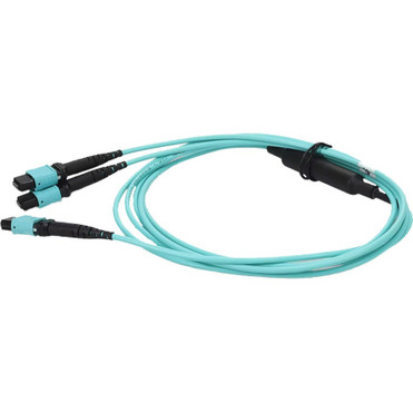 AddOn 10m MPO-16/UPC to 4xMPO/UPC Aqua OM4 OFNP (Plenum-Rated) 16-Strand Fiber Fanout Cable - 32.8 ft (10 m) Fiber Optic Network Cable (Fleet Network)
