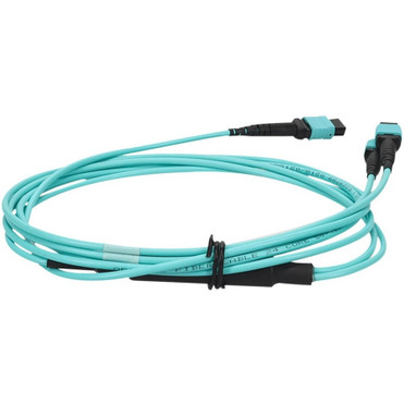 AddOn 25m MPO-16/UPC to 4xMPO/UPC Aqua OM4 OFNP (Plenum-Rated) 16-Strand Fiber Fanout Cable - 82 ft (25 m) Fiber Optic Network Cable - (ADD-16FMPO-4MPO25M5OM4P)