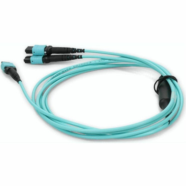 AddOn 9m MPO/UPC to 2xMPO/UPC Aqua OM4 OFNR (Riser-Rated) 16-Strand Fiber Fanout Cable - 29.5 ft (9 m) Fiber Optic Network Cable for - (ADD-16FMPO-2PO9M5OM4)