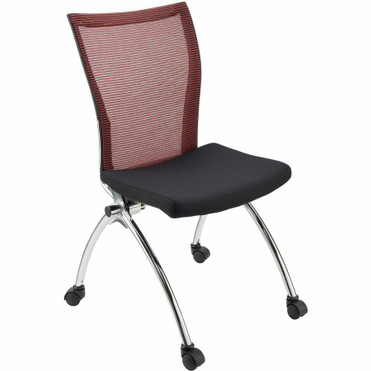 Safco Valore High Back Training Chair - Black Seat Color - Foam Seat Material - Red Back Color - Steel, Chrome Frame Material - High - (Fleet Network)