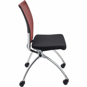 Safco Valore High Back Training Chair - Black Seat Color - Foam Seat Material - Red Back Color - Steel, Chrome Frame Material - High - (Fleet Network)