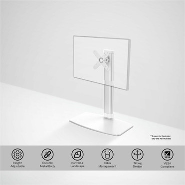 CTA Digital VESA Compatible Desk Stand w/ Height Adjustable Pole (White) - Height Adjustable - 13.2" to 27" Screen Support - 75 x 75, (ADD-VADMW)