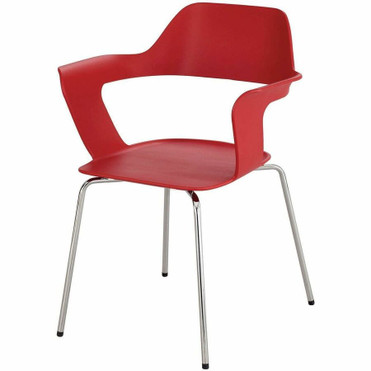 Safco Bandi Shell Stack Chair - Set of 2, Red - Polypropylene Seat Material - Polypropylene, Plastic Back Material - Silver Frame - - (Fleet Network)