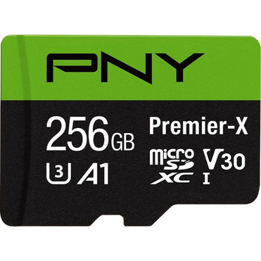 PNY Premier-X 256 GB Class 10/UHS-I (U3) V30 microSDXC - 100 MB/s Read - Lifetime Warranty (Fleet Network)