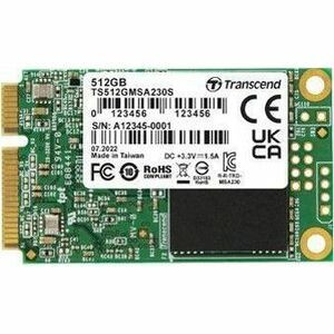 Transcend 230S 512 GB Solid State Drive - mSATA Internal - SATA (SATA/600) - Server, Tablet PC, Ultrabook Device Supported - 0.5 DWPD (Fleet Network)
