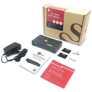 SIIG 1x2 4K120Hz HDMI Splitter with EDID & Audio Extractor - 1 x HDMI In - 2 x HDMI Out - USB - Aluminum (CE-H27C11-S1)