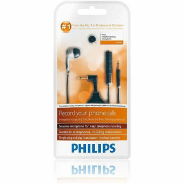 Philips Wired Electret Condenser Microphone - Black, Silver - 3.6 ft - Mono - 50 Hz to 20 kHz - 2.2 Kilo Ohm -35 dB - Omni-directional (LFH9162/00)