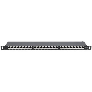 Intellinet Cat6a Shielded Patch Panel - 24 Port(s) - 24 x RJ-45 - Black - Desktop (720922)