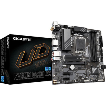 Gigabyte Ultra Durable B760M DS3H AX Gaming Desktop Motherboard - Intel B760 Chipset - Socket LGA-1700 - Micro ATX - Core, Pentium - - (Fleet Network)