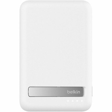 Belkin 15W Wireless Magnetic Power Bank w/ Stand, Qi2 - 5K mAh - 1xUSB-C - Portable Charger - w/ USB-C to USB-C Cable - White - White (Fleet Network)