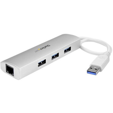 StarTechcom_3_Port_Portable_USB_30_Hub_plus_Gigabit_Ethernet_-_Built-In_Cable_-_Aluminum_USB_Hub_with_GbE_Adapter_-_USB_-_External_-_ST3300G3UA