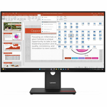 Lenovo ThinkVision T27-40 27" Class Full HD LED Monitor - 16:9 - Eclipse Black - 27" Viewable - In-plane Switching (IPS) Technology - (Fleet Network)