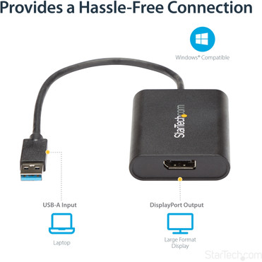 StarTechcom_USB_30_to_DisplayPort_Adapter_-_4K_30Hz_-_External_Video__Graphics_Card_-_Dual_Monitor_Display_Adapter_-_Supports_-_Use_USB32DPES2