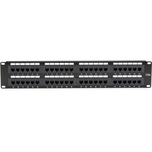 Black Box CAT5e Patch Panel Punchdown - 2U Unshielded 48-Port - 48 x RJ-45 - 48 Ports - 48 x RJ-45 - 48 x RJ-11 - 2U High - 19 JPM5E48A