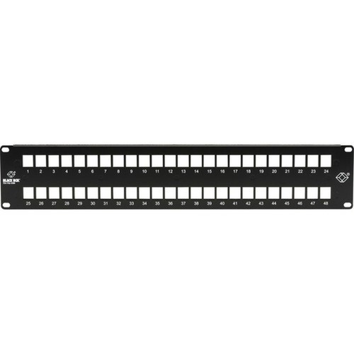 Black Box Multimedia Patch Panel - 2U 48-Port - 48 Ports - 48 x RJ-45 - 2U High - Rack-mountable - TAA Compliant JPMT1048A