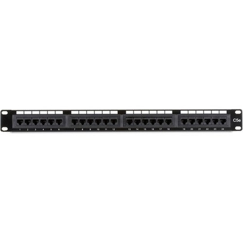Black Box CAT5e Patch Panel Punchdown - 1U Unshielded 24-Port - 24 x RJ-45 110 - 24 Ports - 24 x RJ-45 - 1U High - JPM5E24A