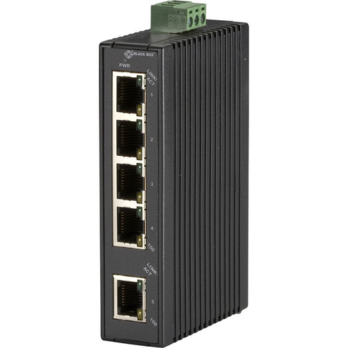 Black Box Hardened Mini Industrial Switch - 5 Ports - Fast Ethernet - 10/100Base-TX - TAA Compliant - 2 Layer Supported - Power Supply (Fleet Network)