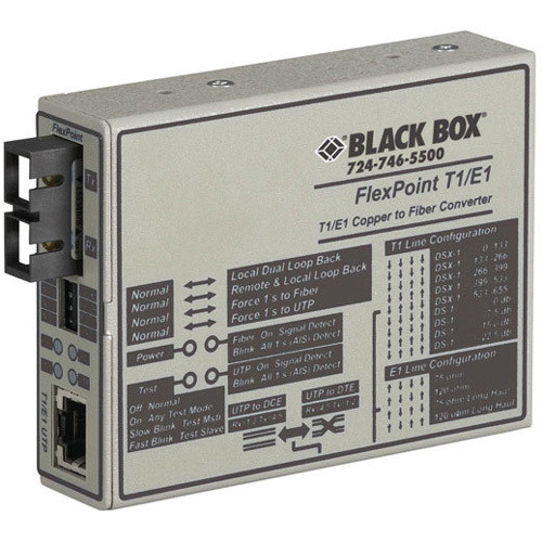 Black Box FlexPoint T1/E1 to Fiber Line Converter - 1 x SC Ports - T1/E1 - External, Rack-mountable, Wall Mountable (Fleet Network)