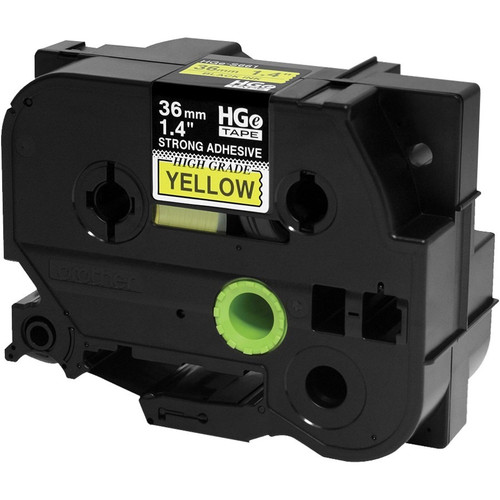 Genuine Brother HGES6615PK Extra-Strength Adhesive Label Tape - Black on Yellow - 1 2/5" (35. 56 mm) Width - Thermal Transfer - 5 Pack