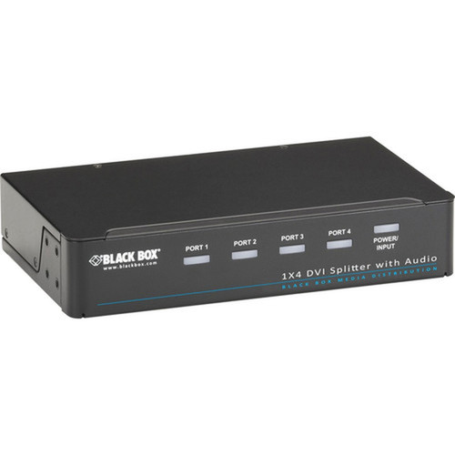 Black Box DVI-D Splitter with Audio and HDCP 1 x 4 - Audio Line In - Audio Line Out - DVI In - DVI Out AVSP-DVI1X4