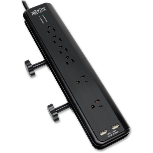 Tripp Lite 6-outlet 2100J Surge Protector - 6 x NEMA 5-15R - 188 kVA - 2100 J - 120 V AC Input - 5 V DC Output TLP606DMUSB
