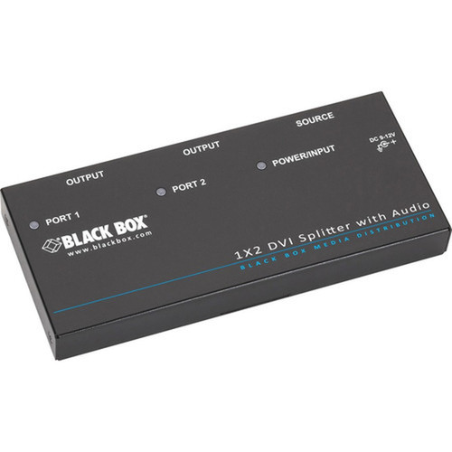 Black Box DVI-D Splitter with Audio and HDCP 1 x 2 - Audio Line In - Audio Line Out - DVI In - DVI Out AVSP-DVI1X2