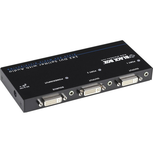 Black Box DVI-D Splitter with Audio and HDCP 1 x 2 - Audio Line In - Audio Line Out - DVI In - DVI Out AVSP-DVI1X2