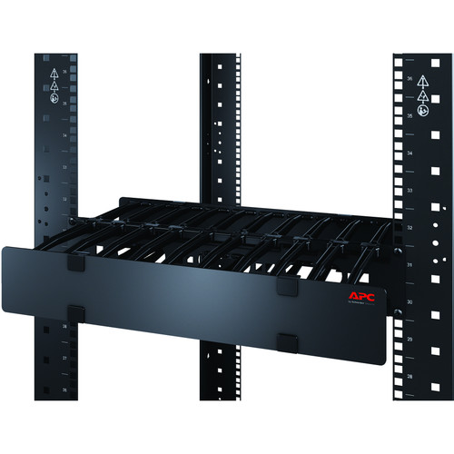APC by Schneider Electric Horizontal Cable Manager 1U x 4 Deep Single-Sided with Cover - Black - 1U Rack Height - 19 Panel Width AR8602A