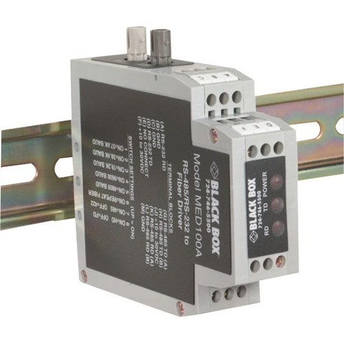 Black Box DIN Rail RS-232/RS-485 To Fiber Driver - 1 x ST Ports - Rail-mountable (Fleet Network)