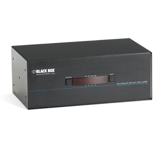 Black Box ServSwtich Wizard VGA, USB, Tri-Head Video - 4 Computer(s) - 1 Local User(s) - 1920 x 1200 - 1 x Network (RJ-45) - 8 x USB15 (Fleet Network)