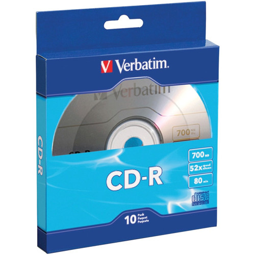 Verbatim CD-R 700MB 52X with Branded Surface - 10pk Bulk Box - 120mm - 1.33 Hour Maximum Recording Time (Fleet Network)