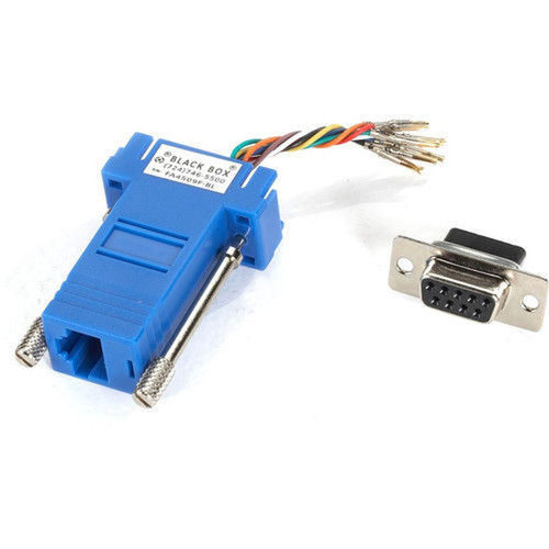 Black Box Modular Adapter Kit - DB9 Female to RJ45 Female Blue - 1 x 9-pin DB-9 Serial Female - 1 x RJ-45 Network Female - Gold - FA4509F-BL