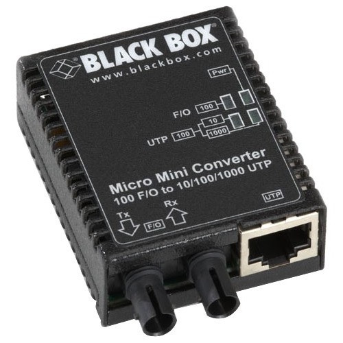 Black Box LMC403A Tanscevier Media Converter - 1 x Network (RJ-45) - 1 x ST Ports - DuplexST Port - USB - Single-mode - Gigabit - - (Fleet Network)