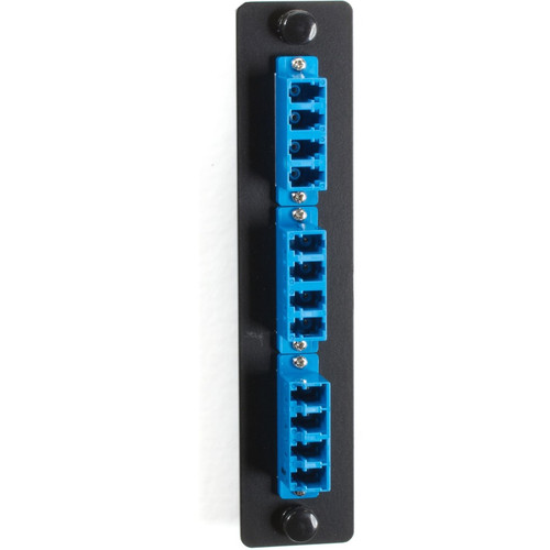 Black Box Standard Adapter Panel, Ceramic Sleeve, (6) LC Duplex Pairs, Blue - 6 Port(s) - 6 x Duplex - Blue (Fleet Network)