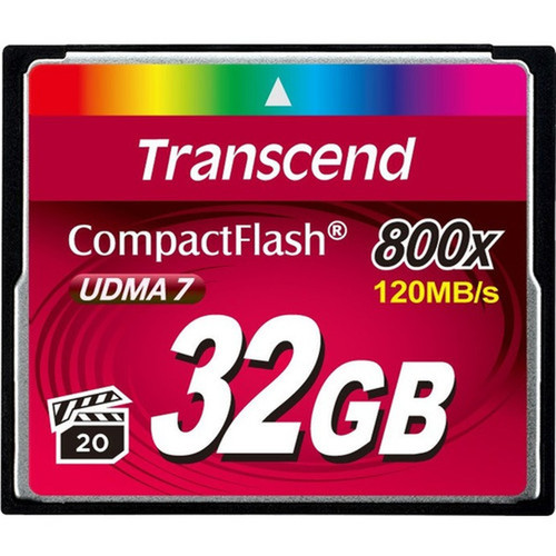 Transcend 32 GB CompactFlash - 120 MBs Read - 40 MBs Write - 800x Memory Speed - Lifetime Warranty TS32GCF800