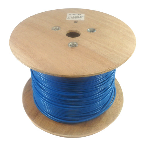 1000ft 4pr Cat6A 10Gig UTP stranded 24AWG bulk cable FT4/CMR - Blue (FN-BK-C6AST-4BL)