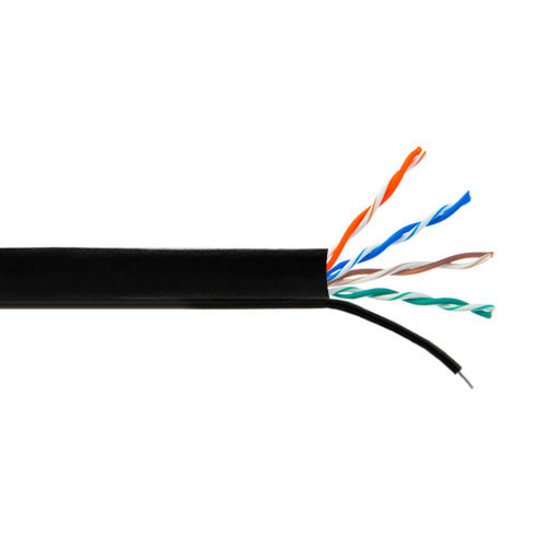 1000ft 4 Pair Cat6 550MHz UTP Solid UV  Direct Burial With Messenger Bulk Cable  Black FN-BK-C6SL-4DBM