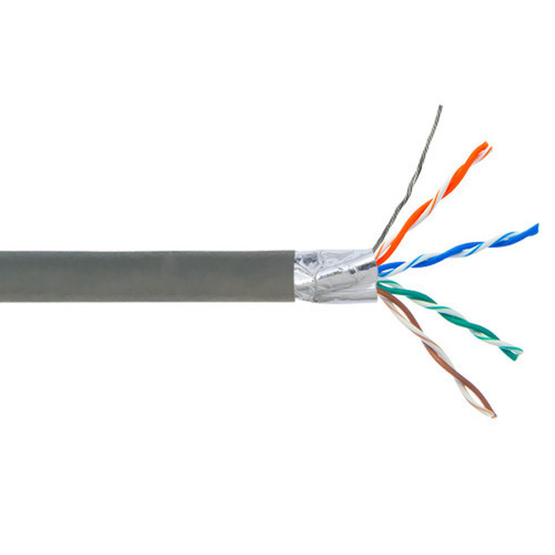 1000ft 4 Pair Cat6 550MHz Solid Shielded STP FT4CMR Bulk Cable - Grey FN-BK-C6SL-4GYS