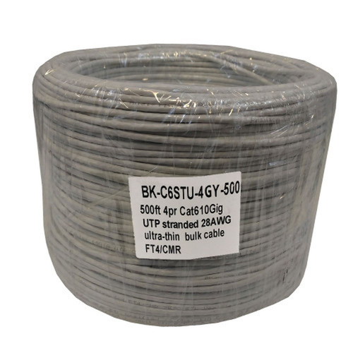 500ft 4pr Cat6 10Gig UTP stranded 28AWG ultra-thin bulk cable FT4 - Grey FN-BK-C6STU-4GY-500
