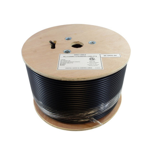 1000ft DMX cable - 4C22AWG BC stranded 85 braid  100 foil CMR FN-BK-DMX5-BK