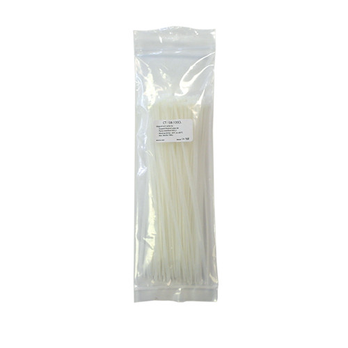 100pk 8 inch cable tie (18lb) - UL94 V-2 nylon 66 - Natural (FN-CT-108-100CL)